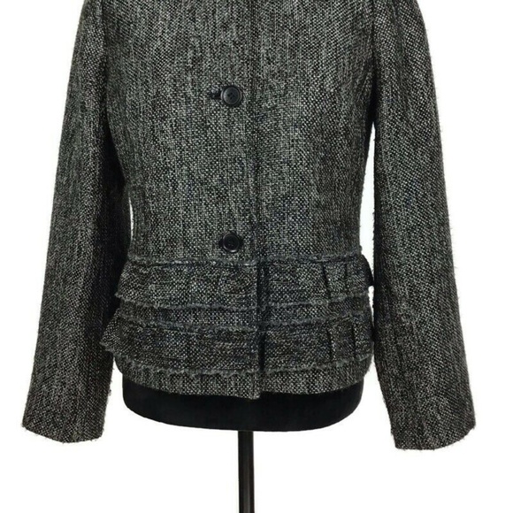Talbot’s Women’s Tweed Ruffle Black & Grey Blazer - Picture 2 of 8
